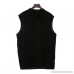 Mens Vintage Solid Breathable Thin Stand Collar Drawstring T Shirts Cotton Vest Black B07PT9FB5M